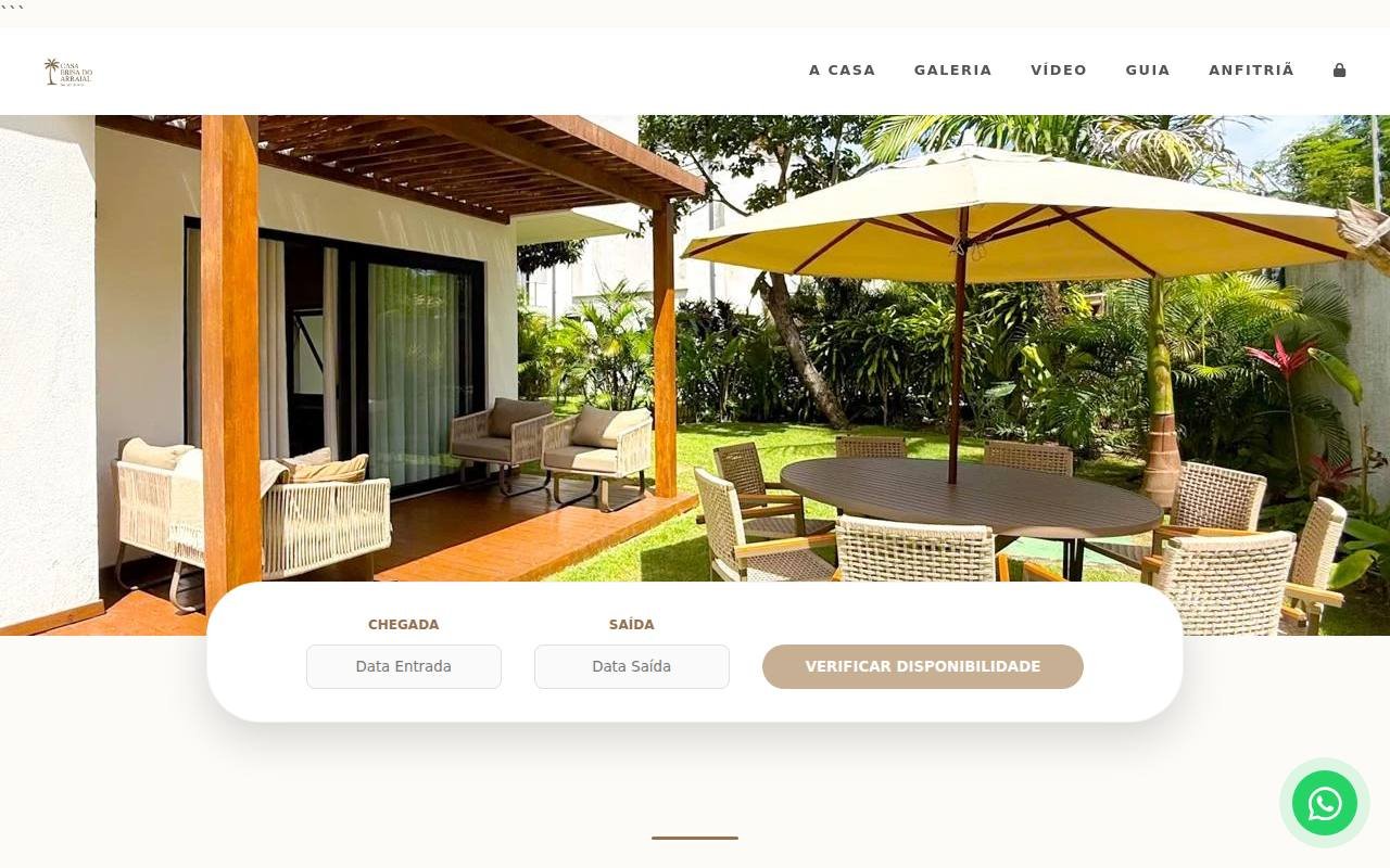 Captura de tela do site Casa Brisa do Arraial