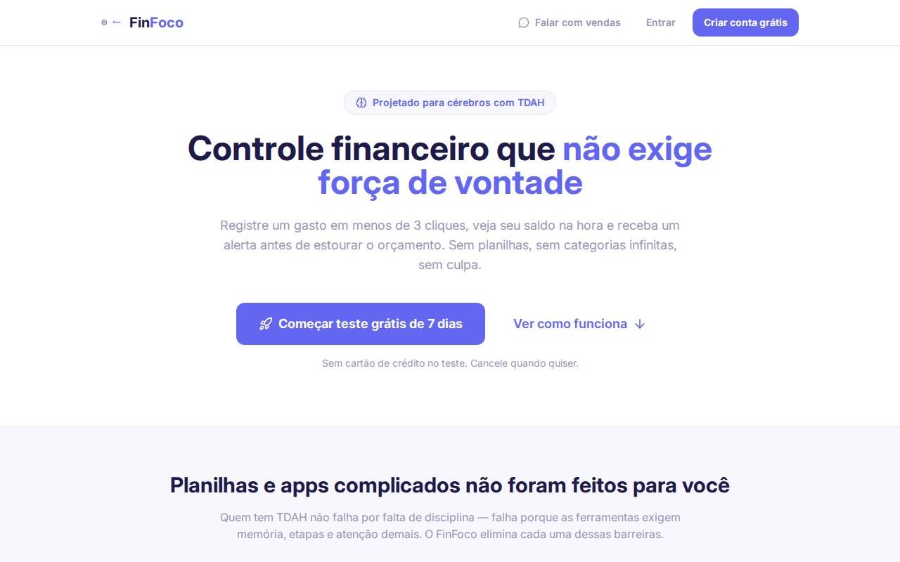 Captura de tela do site FinFoco