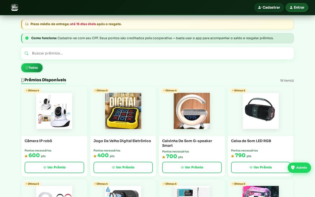 Captura de tela do site Me Leva Coop