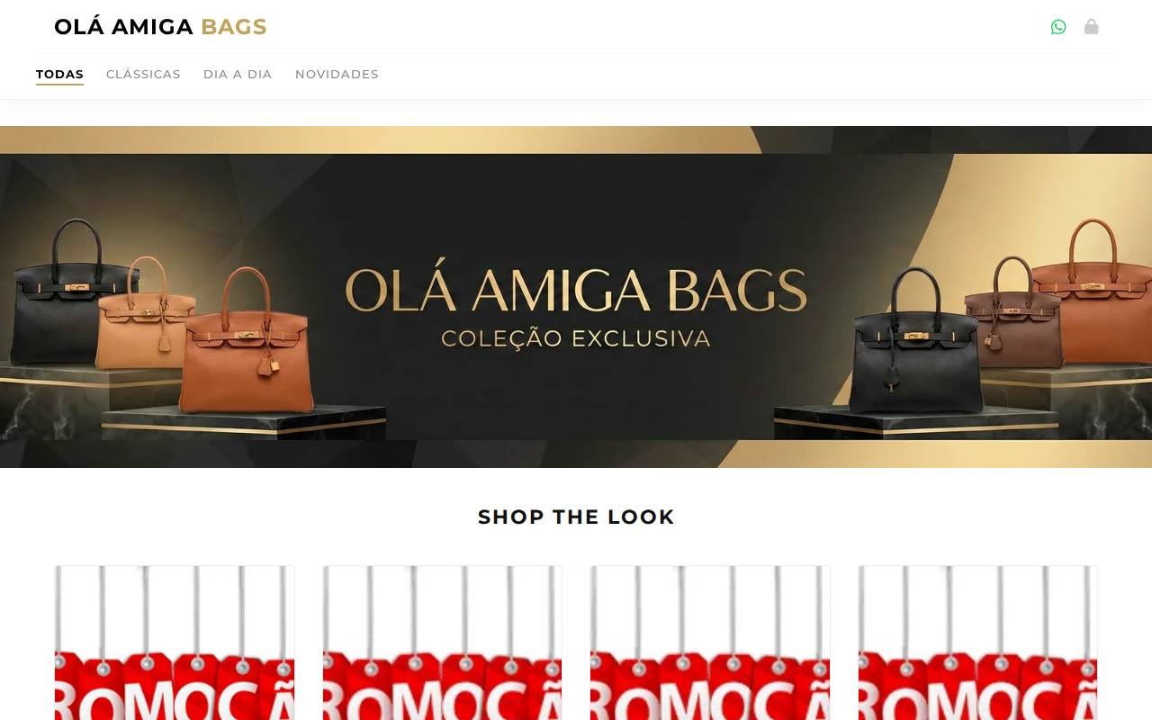 Captura de tela do site Olá Amiga Bags