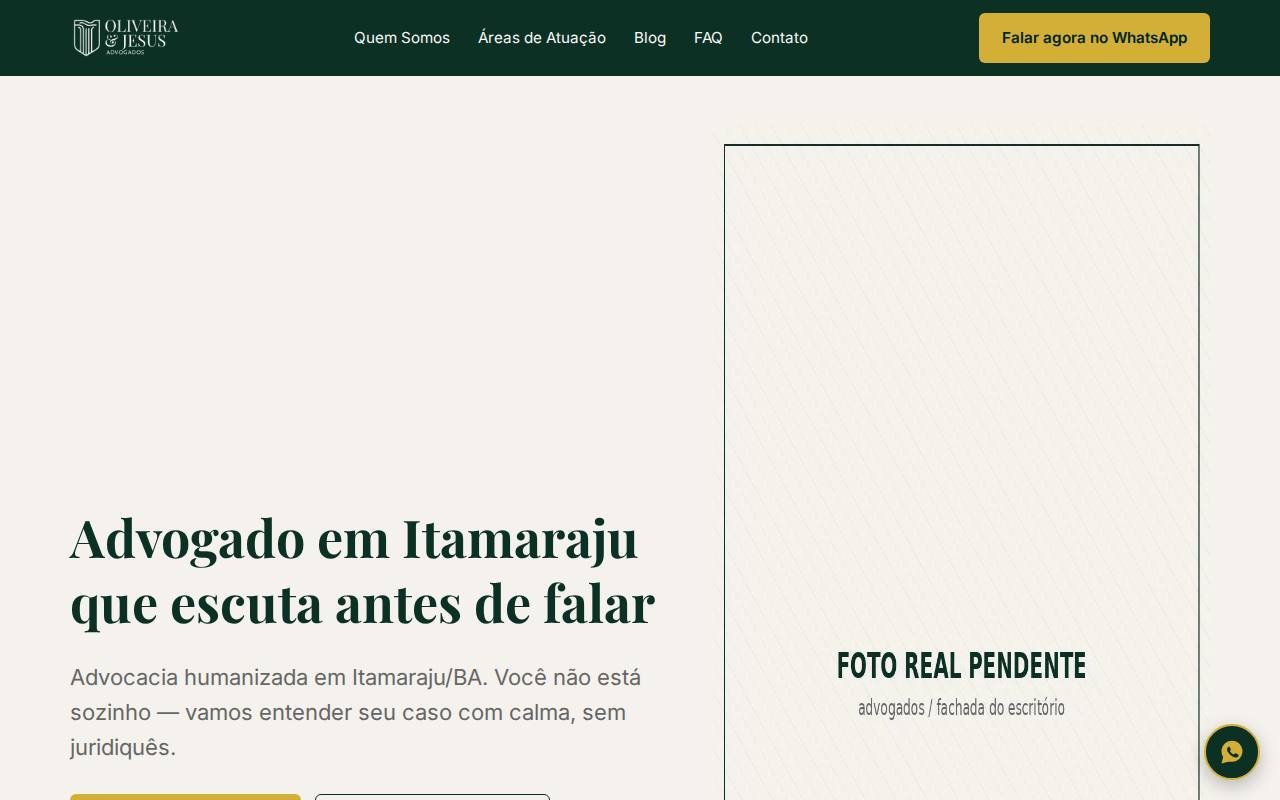 Captura de tela do site Oliveira & Jesus Advogados