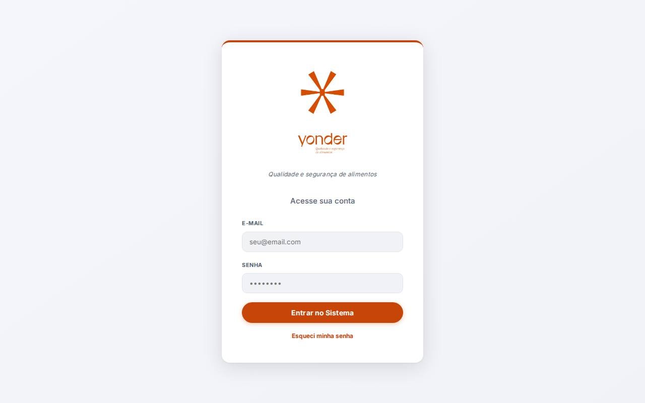 Captura de tela do site Yonder · Sistema de Qualidade